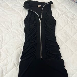 black zip up dress